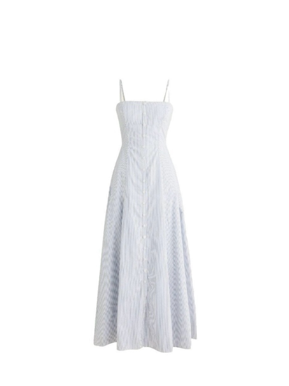 J. CREW Striped Linen Button Front Maxi Dress Coastal Preppy Blue White⁠